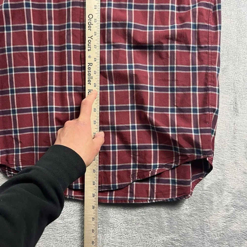 Outerknown Men's Small Red‎ Plaid Long Sleeve Casual Button Up Shirt